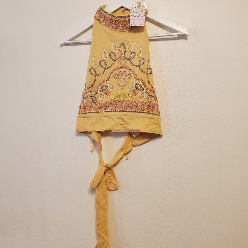 Free People Goa Halter Crop Top in Nectar